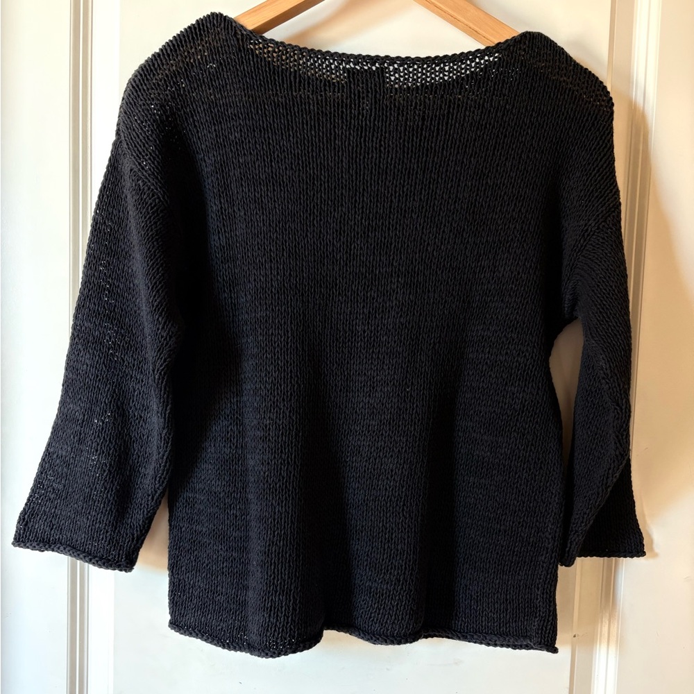 Eileen fisher black 3/4 sleeve sweater XS